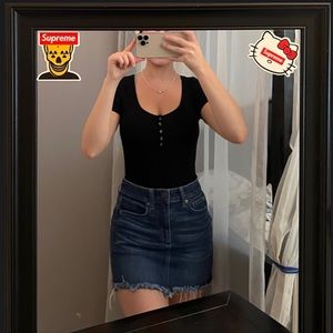 Forever 21 Button-up Square Neck Bodysuit